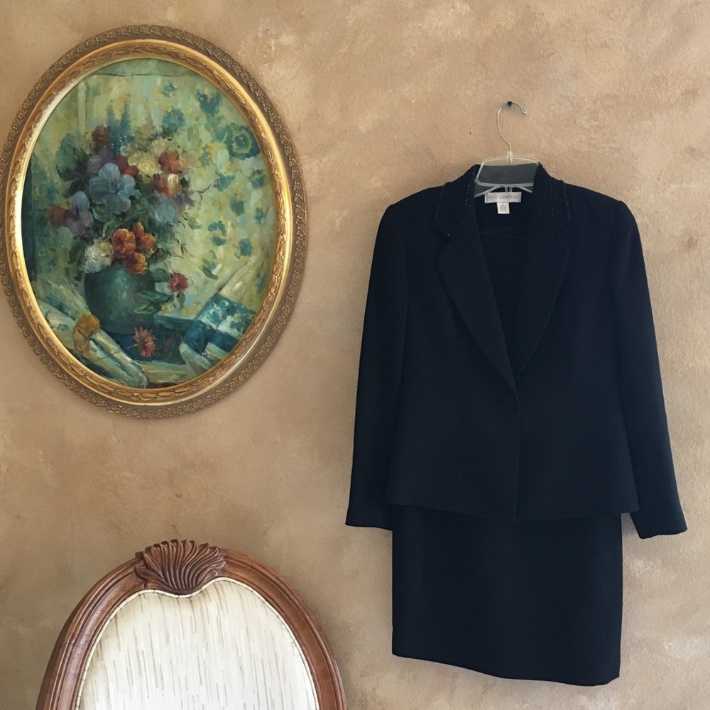 Petite sophisticate suit jacket dress set jewel